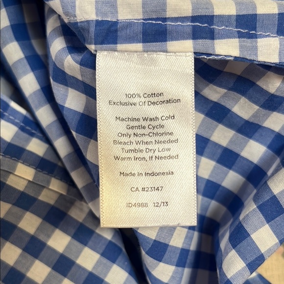 Talbots Blue and White Gingham Blouse Size 8 Like New - Picture 4 of 4
